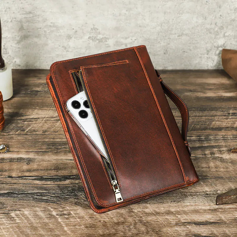 Vintage Coffee A5 Notebook with Leather Cover and Pen Slot
